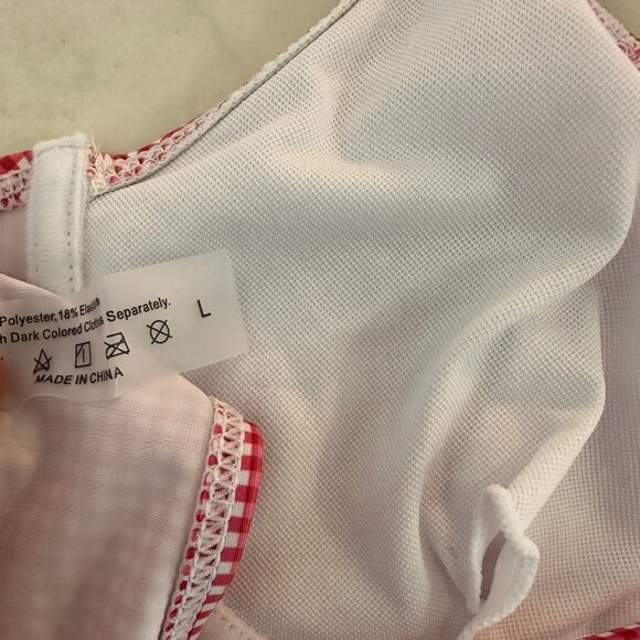 NWT Underwire Gingham with Bows Bikini Set SZ LG - Picture 6 of 7